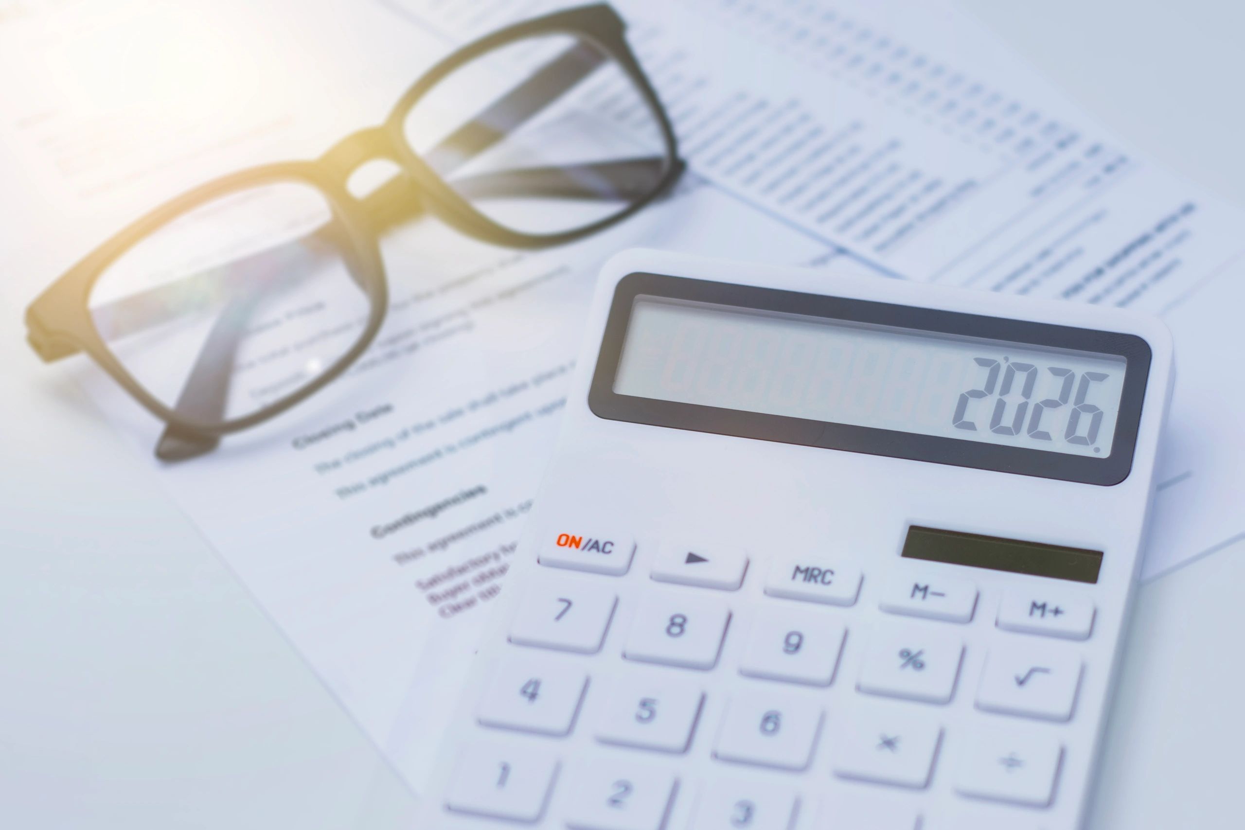 Financial documents and calculator